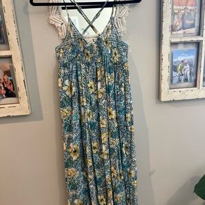 Floral Maxi Dress with Crisscross Straps